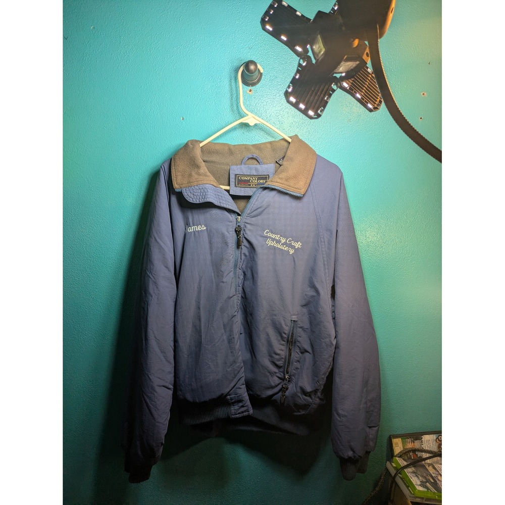 Vintage Company Colors Blue Workwear Jacket Fleece Collar James Country Craft